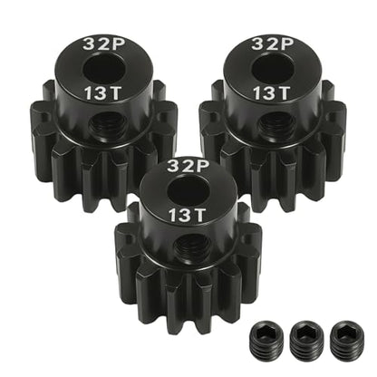 32P 13T Pinion Gear 3.175mm Shaft Hardened Steel, 32 Pitch Motor Gear for 1/10 Scale RC Car Truck Crawler Monster Buggy, Compatible with Traxxas for Axial 540 550 Brushed 3650 3660 Brushless - color: 13T