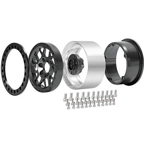 2.2inch Beadlock Wheels Rims 35mm for 1/10th Scale RC Rock Crawler Model Car -Pack of 4 (Titanium color) - color: Titanium