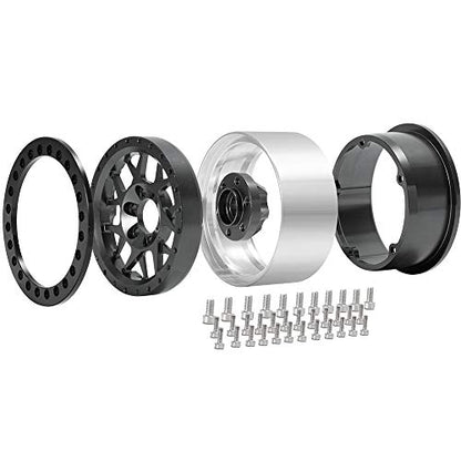 2.2inch Beadlock Wheels Rims 35mm for 1/10th Scale RC Rock Crawler Model Car -Pack of 4 (Titanium color) - color: Titanium