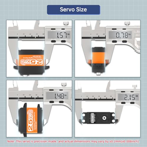 Hiwonder 25KG Servo Motor Waterproof High Torque Servo, High-Speed Coreless Motor Full Metal Gear Steering Servo for 1/6 1/8 1/10 1/12 RC Robot, with 25T Servo Horn, Control Angle 270°