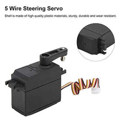 RC Car Steering Servo, 5 Wire Servo High Torque Metal Gear Steering Servo Motor with Servo Arm 104001 to 1923 for 104001 1/10 RC Car Spare Parts