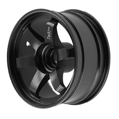 REDSPIDER • Aluminum 1/10 RC Drift Wheels 12mm Hex for 1:10 Rally Racing Car Tires Tamiya TT01 TT02 XV01 TA06 A959 PTG2 HPI KYOSHO HSP PTG2 Touring Street Tyres 4pcs (Black) - color: Black