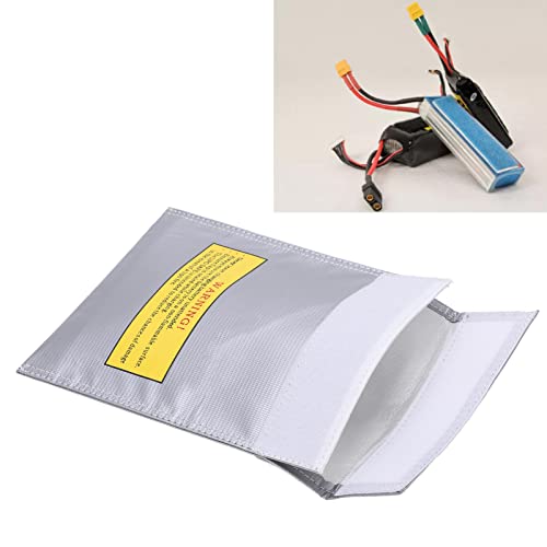 Fireproof Lipo Battery Bag, Flame Retardant Storage Pouch, Charging Container with Radiation Heat Resistant, Ideal for Various Aircraft Batteries, 18x23cm (Silver) - size: Silver