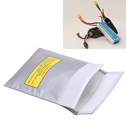 Fireproof Lipo Battery Bag, Flame Retardant Storage Pouch, Charging Container with Radiation Heat Resistant, Ideal for Various Aircraft Batteries, 18x23cm (Silver) - size: Silver