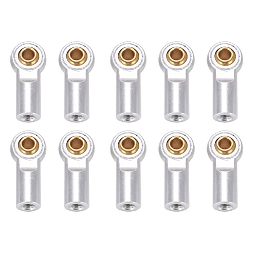 Alomejor RC Link Rod Ends,Lightweight Aluminum Durable Tie Rod End Ball Joint M3 10pcs Silver for RC Cars Trucks Drones Hobbyists Model Builders