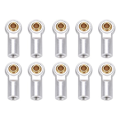Alomejor RC Link Rod Ends,Lightweight Aluminum Durable Tie Rod End Ball Joint M3 10pcs Silver for RC Cars Trucks Drones Hobbyists Model Builders