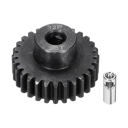 32P Steel Pinion Gear Set 28T for 5mm Shaft Hardened Steel Pinion Gear with Shaft Coupler Connector for RC Motor - style: 28T