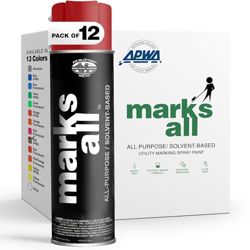 Fox Valley 18oz Marks All Solvent-Based Marking Paint 12-Pack, Red - color: Red APWA