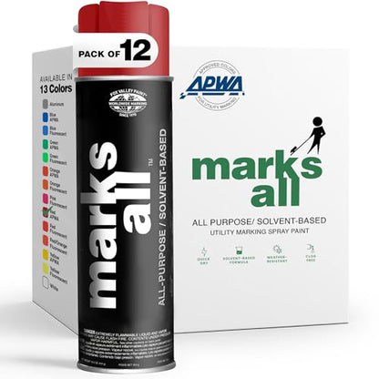 Fox Valley 18oz Marks All Solvent-Based Marking Paint 12-Pack, Red - color: Red APWA