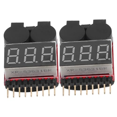 Veemoon 2Pcs Rc Battery Voltage Tester with Low Voltage Alarm Lipo Battery Checker for Accurate Monitoring Versatile Battery Voltage Checker for Optimal Performance