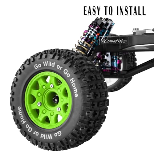 RC Wheels and Tires w/12mm 14mm 17mm Hex Short Course Tire for 1/10 Scale Car Arrm a Senton,Axia1,Slash 2WD Slash 4×4 4WD,Red cat,Rc 4wd,1/10 Truck Tires Rubber Tyres Plastic Wheel,Green - color: Green(4pcs)