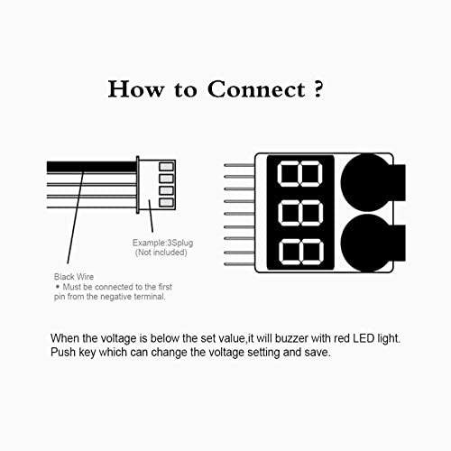 3 Pack BX100 RC 1-8S Low Voltage Buzzer,Sound Alarm Warning Checker,Lipo Battery Tester with LED Indicator for Lipo/Li-ion/LiMn