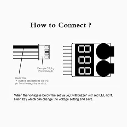 3 Pack BX100 RC 1-8S Low Voltage Buzzer,Sound Alarm Warning Checker,Lipo Battery Tester with LED Indicator for Lipo/Li-ion/LiMn
