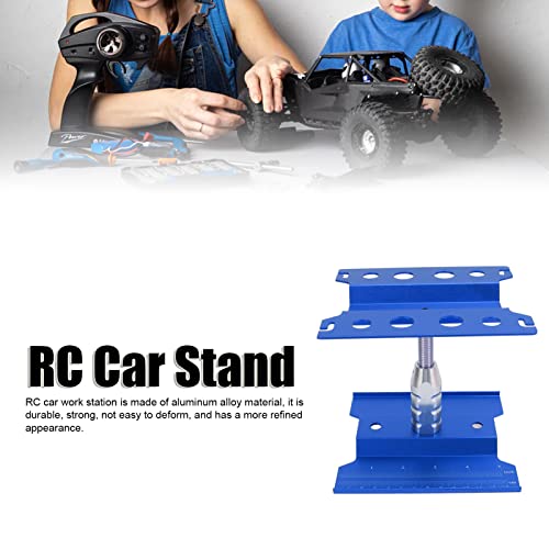 RC Car Repair Work Stand, Aluminum Alloy Durable Adjustable Height with Screw Tray Magnetic Pads for 1/8 1/10 1/12 1/16 Scale Remote Control Cars (Dark Blue) - color: Dark Blue