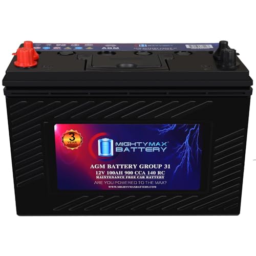 Mighty Max Battery MM-G31 Start and Stop Car BCI Group 31 12V 100AH, 140RC, 900 CCA, Rechargeable AGM Car battery - style: Group 31