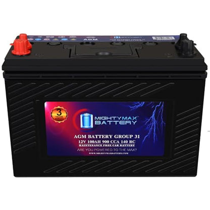Mighty Max Battery MM-G31 Start and Stop Car BCI Group 31 12V 100AH, 140RC, 900 CCA, Rechargeable AGM Car battery - style: Group 31