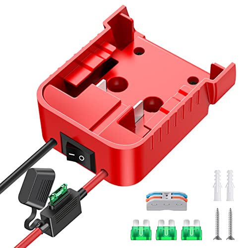 1 Packs Power Wheel Adapter for Milwaukee M18 Battery Adapter 18V Power Wheel Battery Conversion Kit with Switch, Fuse & Wire Terminals, 12AWG Wire, Power Connector for DIY Rc Car Toys and Robotics - size: 1 Pack