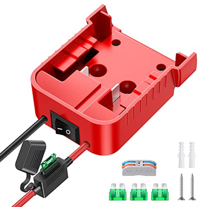 1 Packs Power Wheel Adapter for Milwaukee M18 Battery Adapter 18V Power Wheel Battery Conversion Kit with Switch, Fuse & Wire Terminals, 12AWG Wire, Power Connector for DIY Rc Car Toys and Robotics - size: 1 Pack