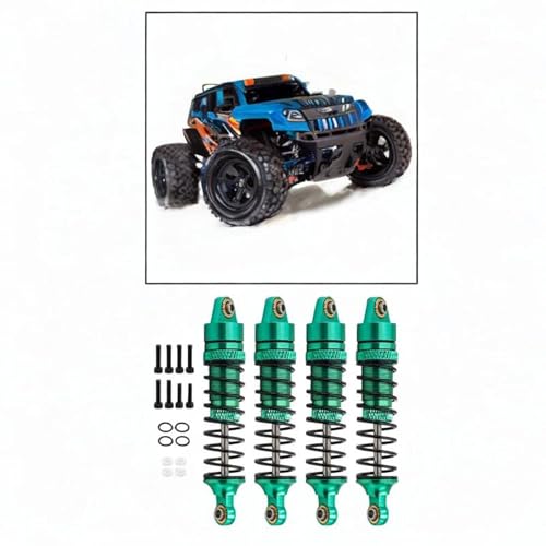 Yiju 4 Pieces Rc Car Shock Absorbers 1/18 Aluminum Alloy Crawler Car Kit Simple Install Suitable for 17665 D90 Model Cars DIY Hobby R, Green