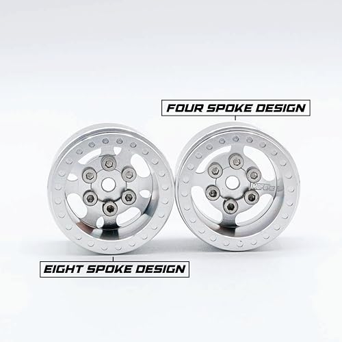 1UP Wheels 1.0" Island Ultra Wide Premium Wheels | Polished Silver | for Axial SCX24, AX24, Traxxas TRX4-M, Redcat Ascent-18, FMS FCX18, 7mm Hex Vehicles - Aluminum Beadlock Wheels - color: Polished Silver