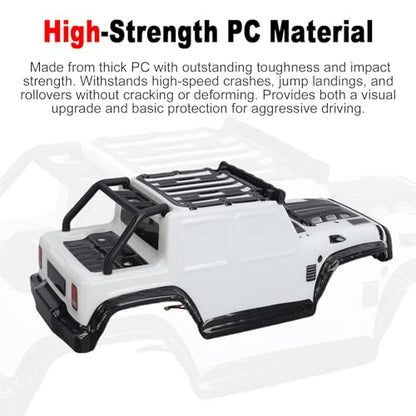 RC Car Replacement Body Shell RC Truck Body Shell Car Cover Pins LED Light Set Thick PC Red Black Racing for SCY16103 16103PRO 1/16 (White) - color: White