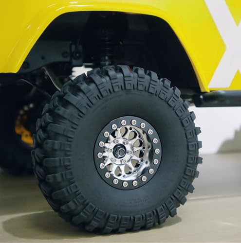 Rc 1.9 Inch Beadlock Wheel Negative Offset 8mm Aluminum Wheel Rim Hex 12mm for 1/10 RC Crawler Axial SCX10 TRX4 VS4-10 Gen8 MST CFX 4PCS (Silver Black) DK1908 - color: Silver Black