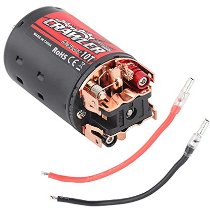 550 Brushed Motor High Power 5Slot RC Car Upgrade Part with Superior Heat Dissipation for 1/10 Scale RC Crawler Vehicle Black Red Metal Plastic Construction 215 Grams (10T) - size: 10T