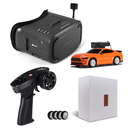 MG034 FPV Drift RC Car with VR Goggles&Camera for Thrilled Rxperience,20KM/H Remote Control Car- Gyro,Drift/Racing Tires,Full Simulated Lighting System,4WD RC Car Toy for Adult (Orange,FPV Version) - color: Orange