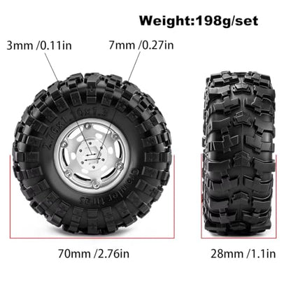1.3Inch Beadlock Rim Tire Upgrades for Axial for SCX24 AX24 1/24 | RC Car Upgrades Modify Repair Parts metal beadlock rims rubber mud tires reliable off-road traction(Titanium) - color: Titanium