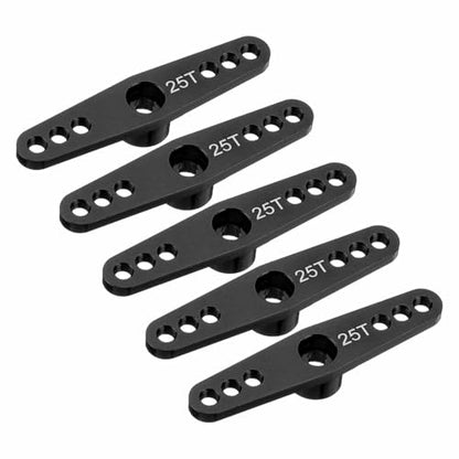 MECCANIXITY 5 Pcs Aluminum Servo Horn 25T 25 Teeth Servo Horn Steering Double Arms 47mm Length Black for DIY RC Car/Boat/Airplanes Boat Model - color: Black