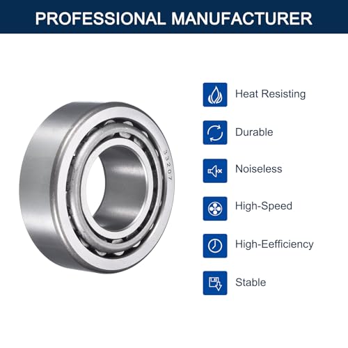 2 Pack 33207 Tapered Roller Bearing Cone and Cup Set | 35mm Bore 72mm OD 28mm Cup Width, Chrome Steel Taper Bearings Set, ABEC-3 - size: 33207