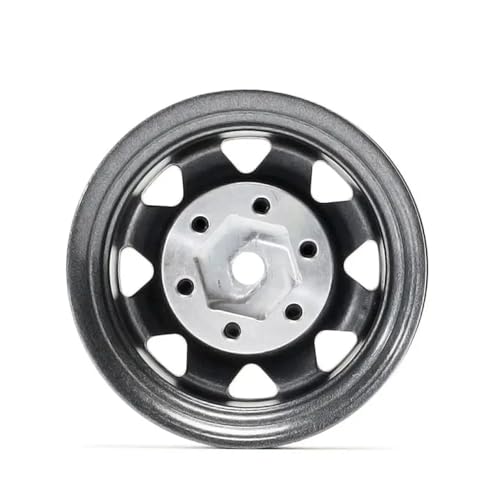 4PCS 1.55 inch Metal Beadlock Wheel Hub RC Car Aluminum Alloy Wheel Rim Compatible with 1/10 RC Crawler Car Model D90 TF2 Tamiya CC01 CC02 LC70 LC80 (Grey) - color: Grey