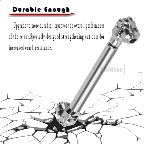 109-154MM Universal Drive Shaft Axles Upgrades Part for 1/10 SCX10 SCX10 II Redca t D90 Gen7 /Pro RC4 WD GEN8 RC Crawler,2PCS #45 Steel Driveshaft Hop-Ups,Silver