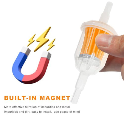 2 PCS Gas Inline Fuel Filters, 1/4 Inch x 5/16 Inch High Flow Engine Fuel Filters with Magnet, Small Petrol Inline Pipe Filter Replaces AM116304 25 050 22-s Gy20709 21541500