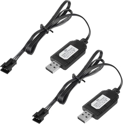 YACSEJAO 2 Pack 7.4V LiPo Battery USB Charger Cable with SM-3P Plug Connector for RC Model Vehicle Buggy Car Truck Boat