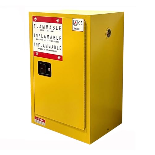 Flammable Safety Storage 23" x 18" x 35.3" Industry Hazardous Cabinet | 24 Gal Fireproof Safe, Manual Closing Doors, Double-Wall Steel, 2 Adjustable Shelves, OSHA Compliant, For Gas Liquid Fuel - size: 23"*18"*35.3"