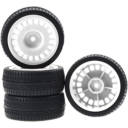 Outer Diameter 70mm Rubber Tires & Nylon 12mm Hex Hub Wheel Rims Compatible with Tamiya HPI Kyosho HSP 1/10 1/12 On-Road Touring Car,WLtoys 1/14 144001 1/18 A959B RC Buggy (White) - color: White
