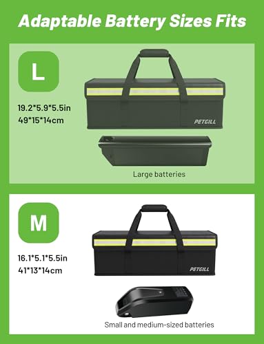 E-Bike Battery Safe Bag Explosionproof - Large Capacity Fireproof Lipo Bag for Ebike Battery Charging and Storage (M 16.1x5.5x5.1Inches) - size: M 16.1x5.5x5.1Inch
