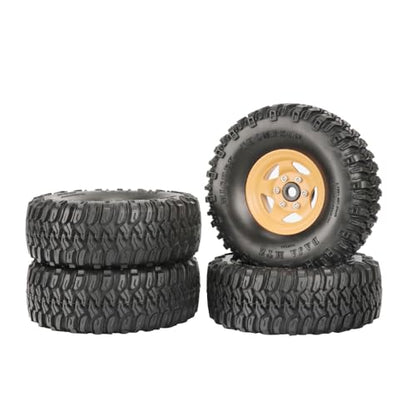 4PCS 1.55 Inch Aluminum Alloy 5Spoke Beadlock Wheel Rim Tyre and 95mm Rubber Tires Set for 1/10 RC Rock Crawler Car Upgrade Parts for Tamiya Axial AX90069 D90 TF2 CC01 LC70(A-Yellow) - color: A-yellow