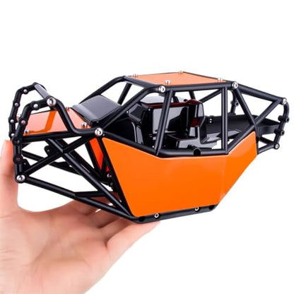 AMK RC Crawler Roll Cage, 1/10 Scale Nylon Rock Buggy Body Cage for Axial SCX10 SCX10 II, Durable RC Rock Crawler Upgrade Part (Orange) - color: Orange