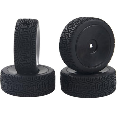 RC 12mm Hex Hub Wheel Rims & Rubber Tires Compatible with HSP Tamiya HPI Kyosho 1/10 On-Road Touring Car WLtoys 1/14 144001 Traxxas 1/16 Slash RC 1/18 A959B Buggy (Black) - color: Black