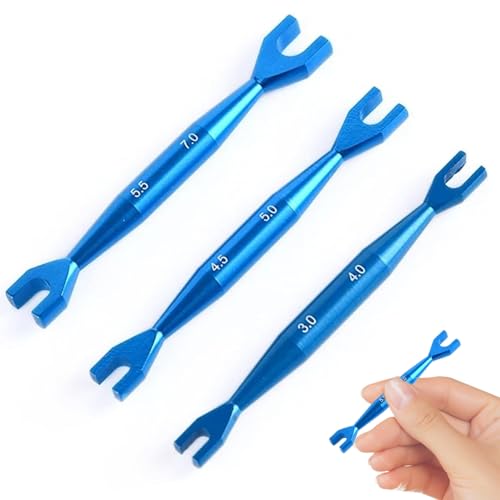 Small Wrench Set(3Pcs), 3-4mm 4.5-5mm 5.5-7mm Double End Alloy Turnbuckle Wrench, Universal Spanner Open End Small Set Repair Tool for RC Crawler Car Rc Turnbuckle