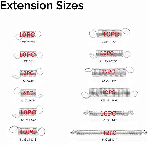 200pcs Compression & Extension SpringAssortment Set, Small Metal Loose Steel Coil Springs Assortment Kit AssortedW/Plastic Storage Box