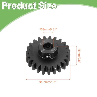 MECCANIXITY Steel M1.5 Gear Set 23T 8mm Shaft Motor Gears for RC Vehicles Truck Drift Car Part, Black - size: 23T