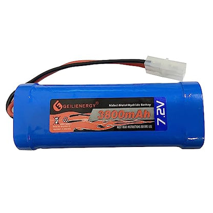 7.2V 3800mAh High Capacity 6-Cell NiMH Flat Battery Pack, Replacement Hobby Battery for RC Car, RC Truck, RC Boat with Standard Tamiya Connector (1Pack) + 8.6V Output Adapter(1Pack) - color: 1 PACK 7.2V 3800mAh Battery+1 PCS Adapter