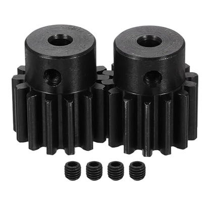 uxcell 2Pcs 1.5 Mod 14T Spur Gear 5mm Bore, 1045 Steel Pinion Gear Black Surface Treatment, 20° Pressure Angle, for Spur Rack and RC Model Car or Motor DIY(17mm) - size: 1.5 Mod 14T, 5mm x 17mm