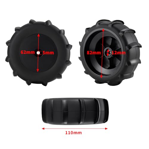 4PCS Off Road Snow Sand Rubber Tires Wheels for All 1/10 Scale RC Trucks (Black) - color: Black