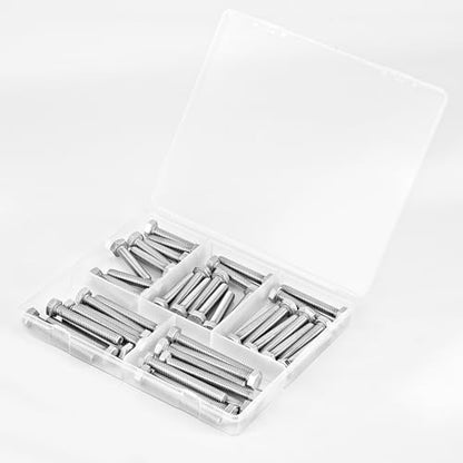 M8 x 30mm 35mm 40mm 45mm 50mm Heavy Duty Hexagon Bolts Hex Head Screws, 304 Stainless Steel, Machine Fully Thread, Metric, Bright Finish, Assortment Kit 25PCS - size: M8 x 30/35/40/45/50mm (25PCS)