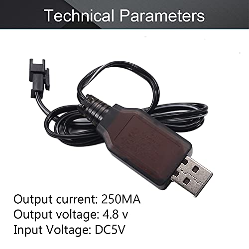 Heyiarbeit SM-2P Positive USB Charging Cable for RC Car 4.8 V 250mA Ni-MH Ni-CD Battery 2pcs - size: SM-2P 2Pcs