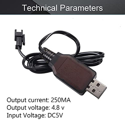 Heyiarbeit SM-2P Positive USB Charging Cable for RC Car 4.8 V 250mA Ni-MH Ni-CD Battery 2pcs - size: SM-2P 2Pcs